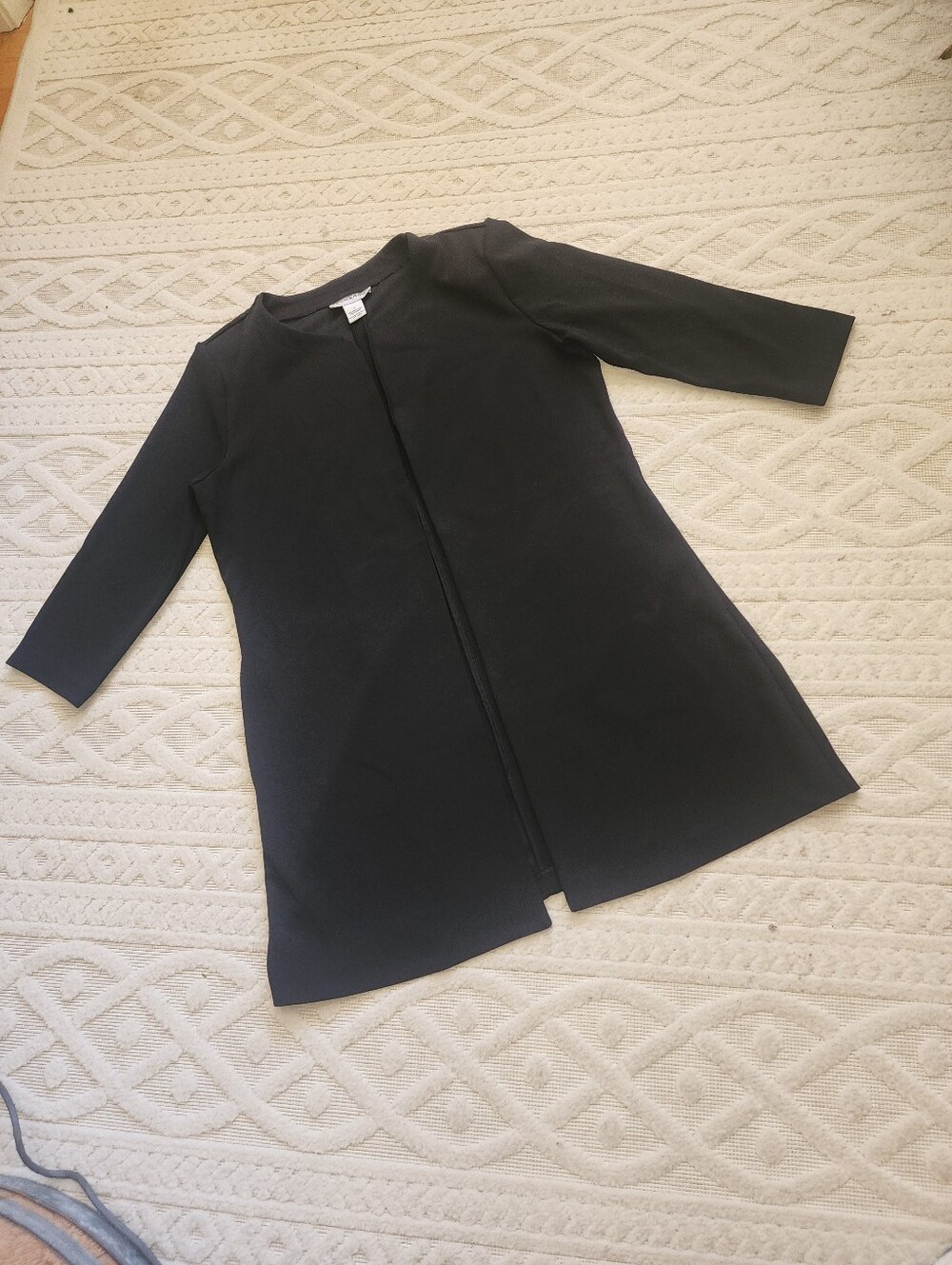 L Sag Harbour Classic Lighweight Black Three-Quarter Sleeve Openfront Jacket